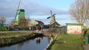 Glorious Dutch Windmills At Zaanse Schans Park In Holland