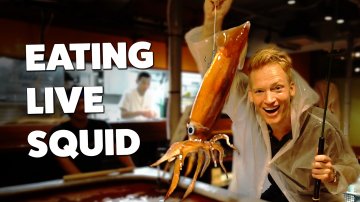 Eating Live Squid in Tokyo