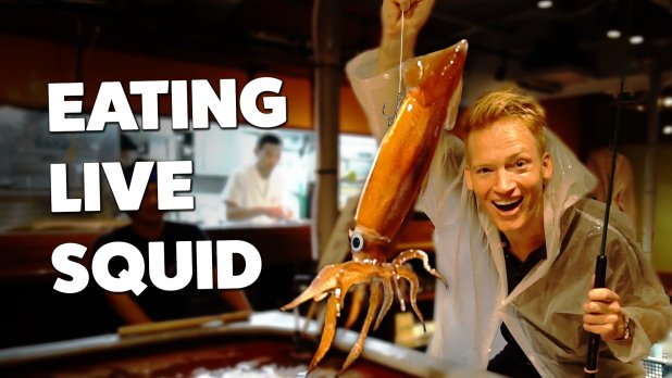 Eating Live Squid in Tokyo